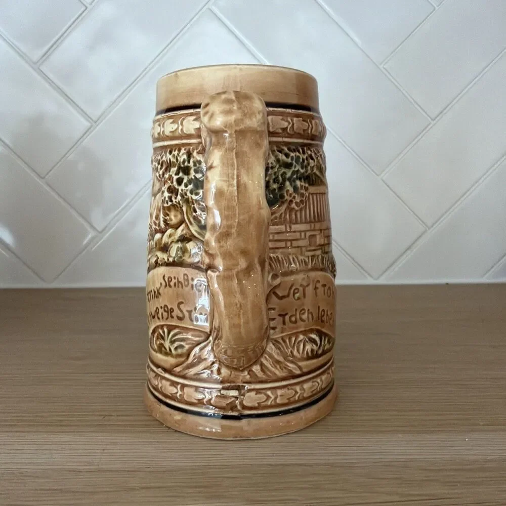 German Beer Stein Trimont Ware Vintage Hand Painted Mug Made in Japan 1960s